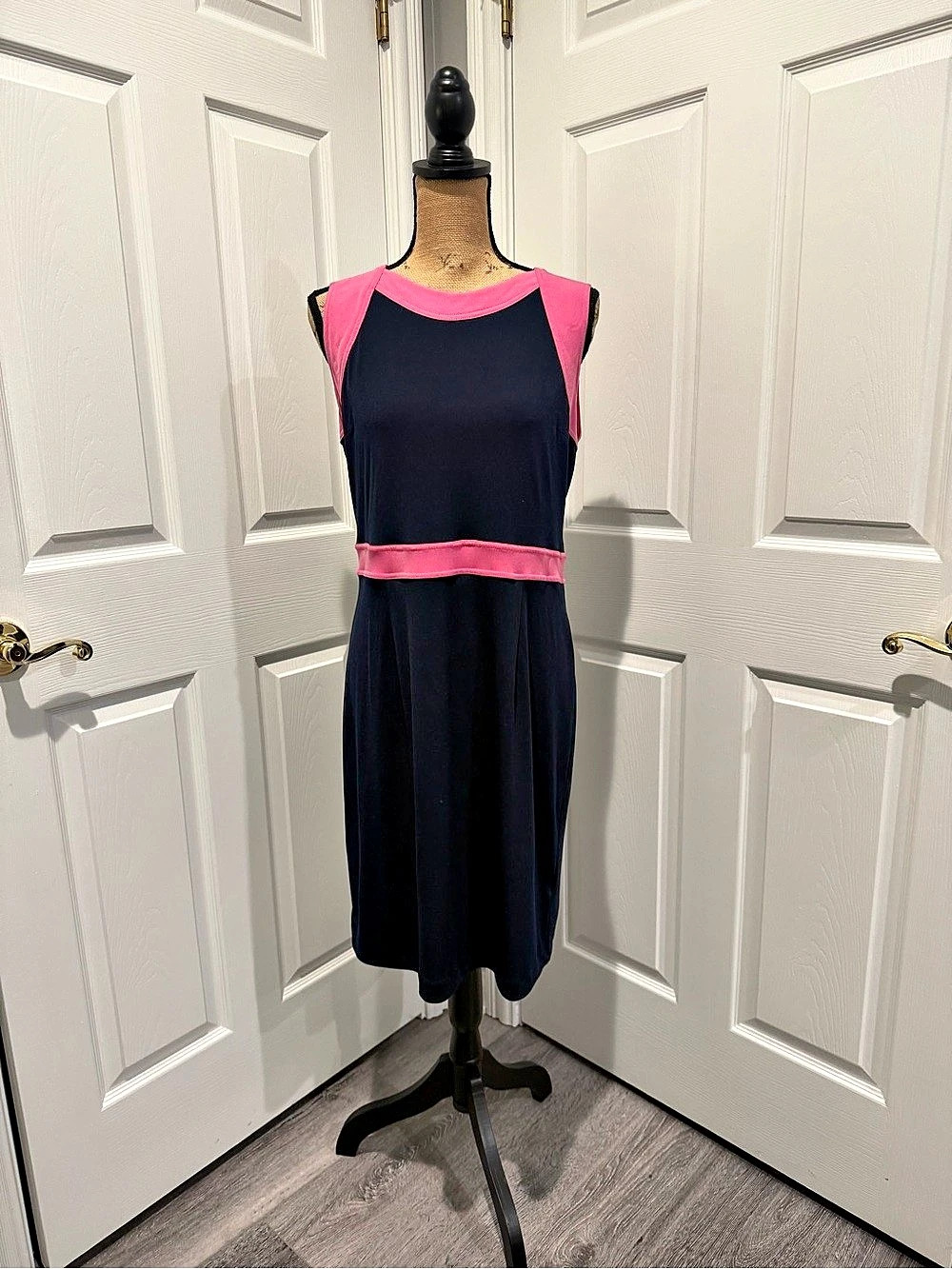 Banana Republic Color Block Midi Dress in Blue & Pink